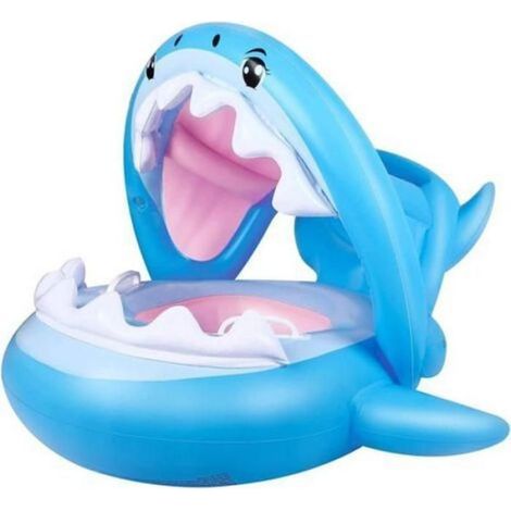 Baby-Pool-Schwimmhilfe aus PVC für Kleinkinder mit aufblasbarem Sonnendach, Hai-Motiv, für Kinder von 6-36 Monaten (1/5)