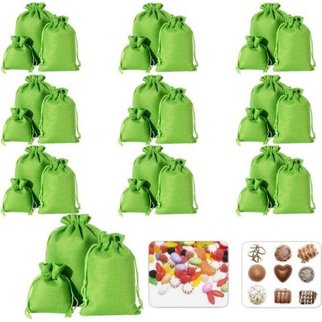 Set di 30 sacchetti in lino con coulisse, disponibili in 3 misure (10 sacchetti per misura). Sacchetti regalo/contenitori in lino. Piccoli sacchetti in tessuto. (1/5)