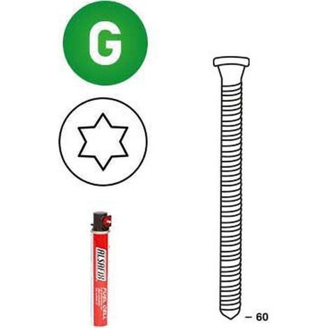 Clous-Vis Galvanisées 34° (Pack) - 40x60 mm + 1 Cartouche de Gaz - D-Work