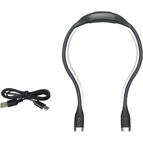 Lampe de Lecture de Cou Rechargeable - 3 Niveaux de Luminosité Réglable, 4 LED, Câble USB (1/5)