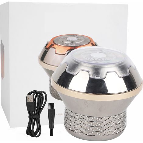 Rasoir électrique (Rechargeable par USB et étanche) — Conçu pour les hommes : Rasage du crâne et taille de la barbe (Inclut brosse de nettoyage, câble USB et capot de protection)