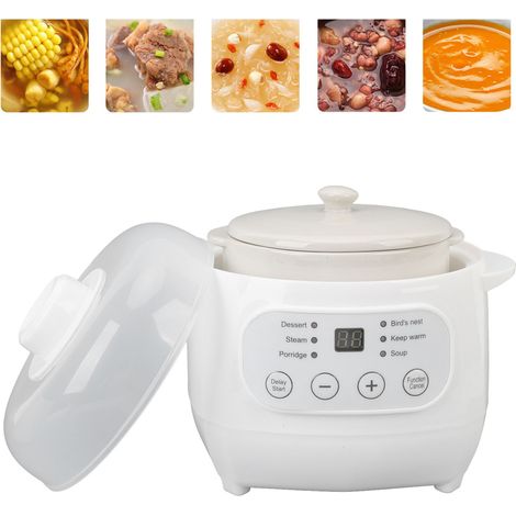 Cacerola eléctrica con cesta para cocinar al vapor y temporizador cerámico automático para sopas y caldos gourmet. (1/5)