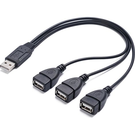 USB 2.0-Splitterkabel mit Chip, 1 Stecker auf 3 Buchsen, zum Laden und zur Datenübertragung, 1 cm, 3 Buchsen (1/4)