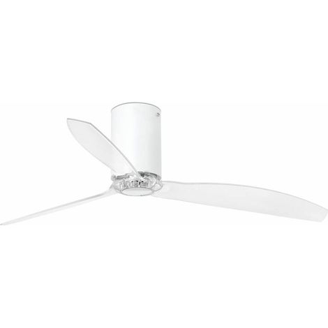 FARO Ventilador de techo motor DC 6 velocidades con mando función inversa blanco mate-transparente acero y vidrio Mini Tube Fan (1/5)
