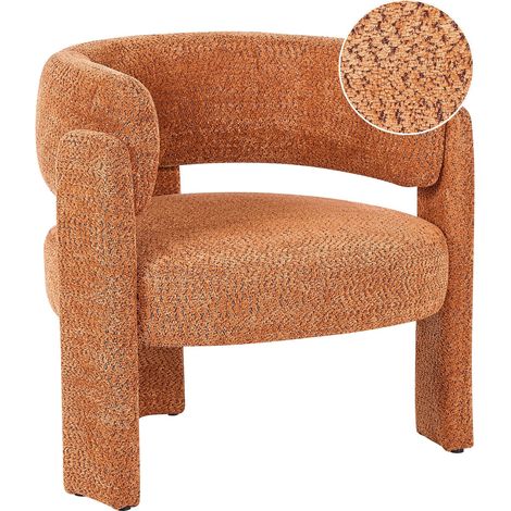 Fauteuil Scandinave Moderne en Tissu Chenille Rembourré Dossier Incurvé Assise Confortable Orange Burea (1/5)