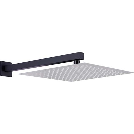 Maison Exclusive - Braccio di Supporto Doccia Quadrato Acciaio 201 Nero 40 cm (1/5)