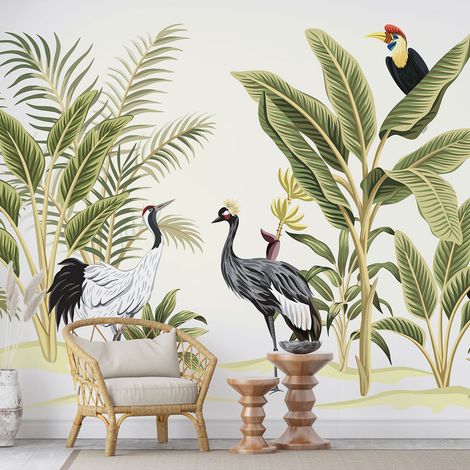 Papier peint panoramique - Jungle Oiseaux - 130 cm x 81 cm (1/4)
