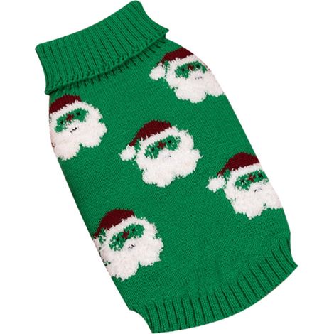 Pull Pour Chien - Tricoté En Polyester - Motif Père Noël - Pour Fêtes De Fin D Année - Vert - Taille S (1/5)