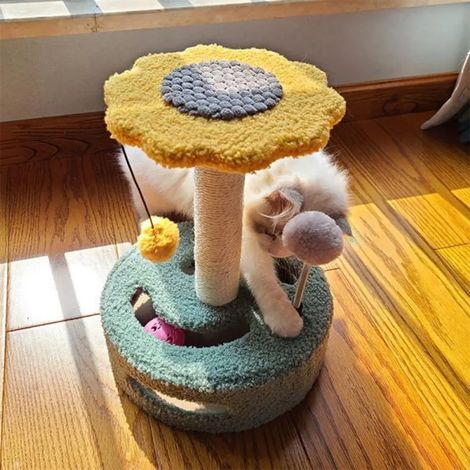 Arbre à chat rotatif 360Home avec griffoir jaune (1/5)