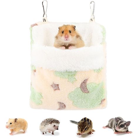 Schlafsack für Gleithörnchen, warmer Hamster-Hängemattensack, Hängematte für Kleintiere, geeignet für Hamster, Mäuse, Igel, Eichhörnchen und andere Kleintiere (grün).