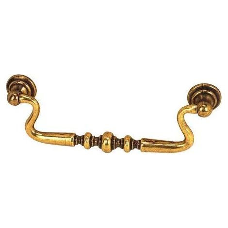 Asa de caída de zamak en bronce brillante, An.115mm, Pr.20mm, Al.40mm, centros de 96mm, 1 pieza con tornillos.