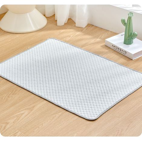 Green Mobility-Tapis rafraîchissant d'été en soie glacée pour animaux de compagnie - 60 x 45 cm - Tapis rafraîchissant pour chats et chiens - Tapis rafraîchissant portable - Gris clair - L (1/3)