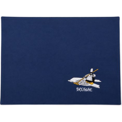 Set de table bleu brodé Mam Goudig Bretagne – Coton - 33x48cm - Bleu (1/2)