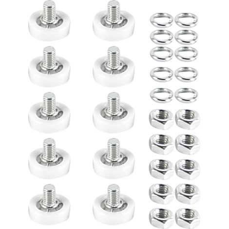 Lot de 10 roulettes de tiroir de 19 mm en Plastique Pom, Roues de Rechange pour poulie de tiroir, roulement de Petite poulie avec écrous pour Caisse de Meubles (1/5)