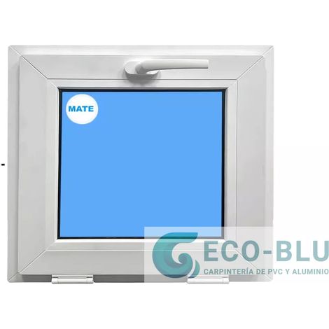 Finestra in PVC L500 mm x H400 mm Bianco, A Vasistas Vetro Satinato (1/2)