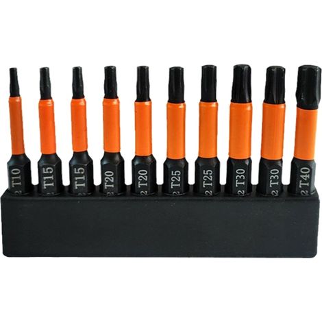 Ensemble de 10 embouts de tournevis Torx magnétiques de 50 mm, outil de perçage hexagonal à main (1/5)