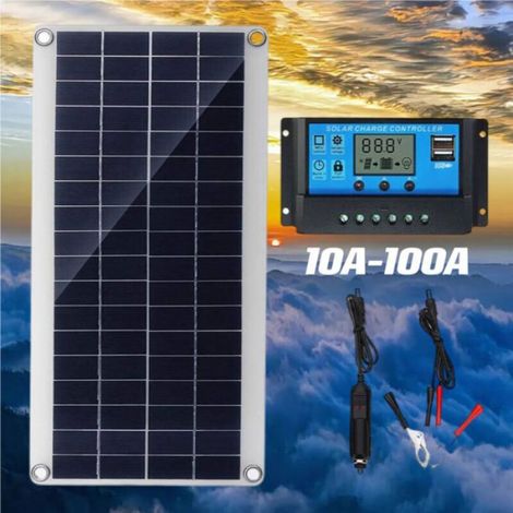Panneau Solaire 300W 12V, Kit de Panneau Solaire, Chargeur de Batterie Kit avec régulateur de Charge Solaire 20A pour Camping-Car (1/4)