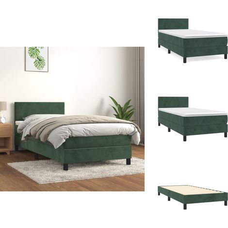 Boxspringbett mit Matratze Dunkelgrün 80x200 cm Samt - Samtbett - Boxspringbett - Doppelbett - Bettenrahmen - Luxusbett (1/5)