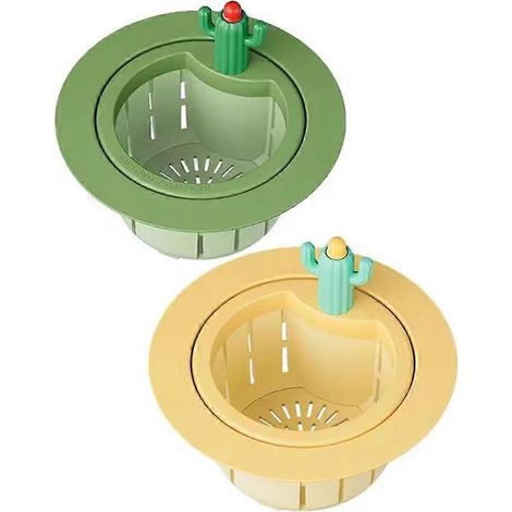 Lot de 2 pièces cactus évier de cuisine égouttoir passoire avec gasket, évier draining panier filtre yellow (1/5)