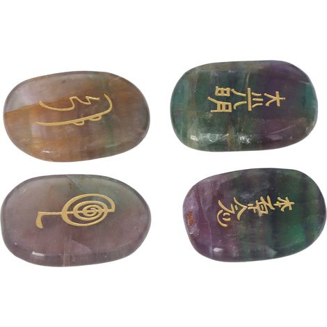 4 Stück Reiki-Balancesteine, leuchtend glänzend, poliert, handflächengroß, Chakrasteine für Meditation, Heilung und Reinigung (1/5)