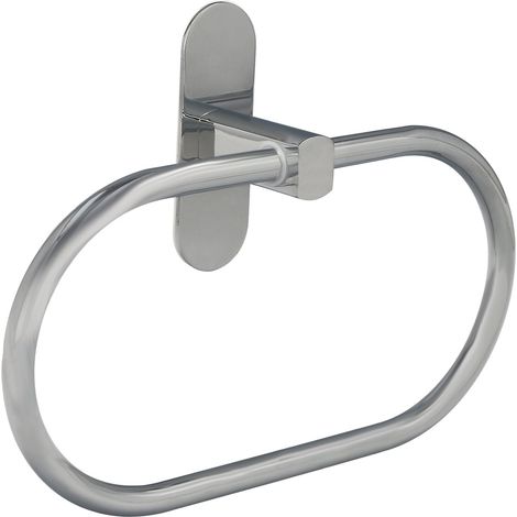 Support de serviette en forme d'anneau couleur inox avec effet miroir, auto-adhésif résistant, porte-serviettes, porte-serviettes adhésif mural / meuble (1/5)