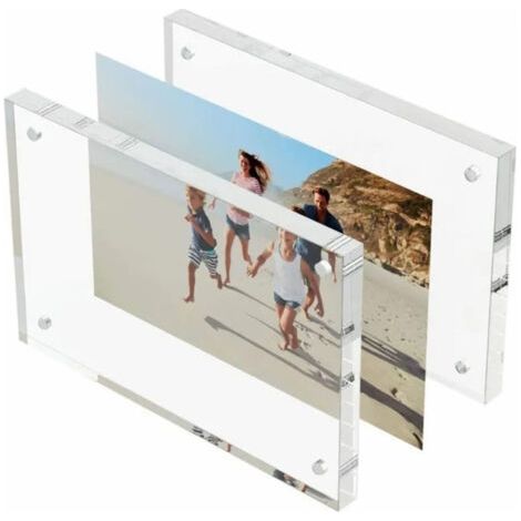 Cadre photo double face autoportant en acrylique transparent pour bureau (1/5)