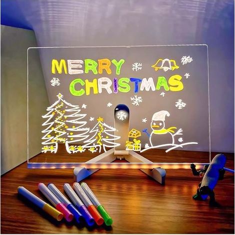Tableau d'affichage LED multicolore - Nouveau tableau lumineux en acrylique, tableau blanc lumineux avec support faisant office de bloc-notes lumineux - Tableau d'affichage en verre (1/5)