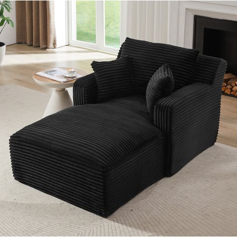 Sofá cama chaise longue de pana negro OKMYHOME (1/5)