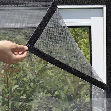 Self-Adhesive Window Mosquito Net, Adjustable Insect Net, Transparent Cat Screen (Gray-Black, 80x120cm) (1/4)