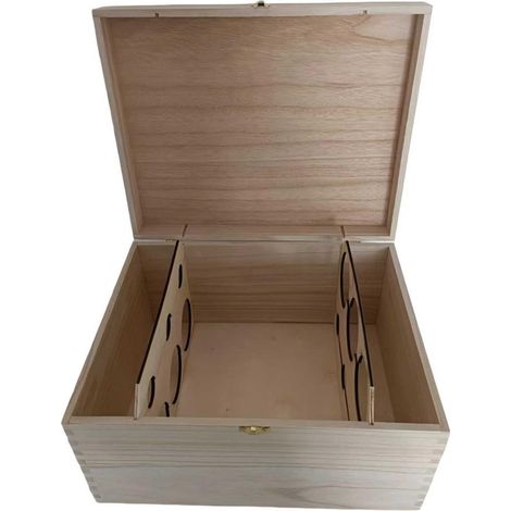 Caisse en sapin naturel pour 6 bouteilles, 35,5 x 27 x 18 cm, lot de 3