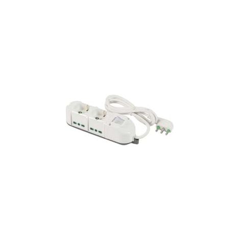 MULTIPRESA 2 BIP. + SCH. + 4 BIP. LATER. CON INT. LINEA RETAIL TRIAX- - bianca 49112 - 2 pezzi FANTON