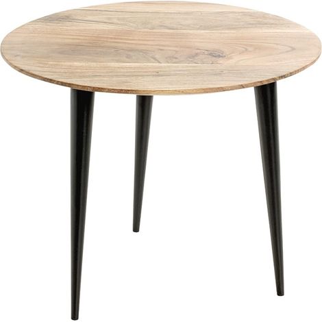 Table d'appoint Ronde en Bois Massif d'acacia avec piètement en métal Noir, Table Basse Ronde - Dimensions : H 41 x Ø 50 cm Style : Moderne (1/5)