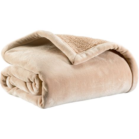 VIVARAISE - Plaid Vivaraise Michka - Doublure imitation mouton, 180 x 220 cm (1/2)