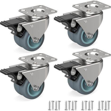 de 4 Roulettes pour meubles 50 mm, 100 kg/roue (1/5)