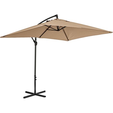 Ombrellone da Giardino Decentrato 3x2 m con Braccio Laterale e Manovella, Parasole Rettangolare Impermeabile in Poliestere con Foro di Ventilazione, Struttura in Acciaio, Beige (1/5)