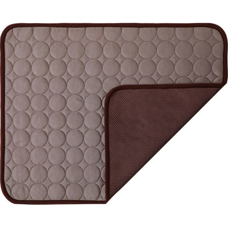 Tapis Rafraîchissant pour Chiens en Soie Glacée, Coussin d'Été Résistant aux Morsures pour Animaux de Compagnie, Niche Anti-Mastication pour Chats et Petits Chiens, Couleur Café, Taille XL 100x70 cm ( (1/4)