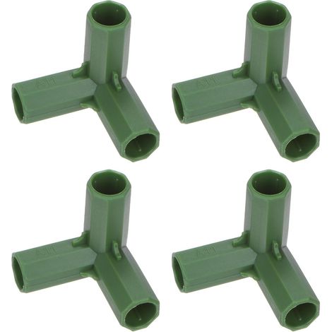 4 Pièces 16mm Connecteurs de Construction de Cadre de Serre, Raccord de Tuyau à Angle Droit 3 Voies pour Treillis de Raisin/Abri Solaire/Piquets de Jardinage [Vert] (1/5)
