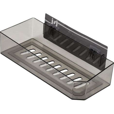 Caddie de douche, étagère murale de salle de bain, organisateur de rangement pratique multifonctionnel, douche de salle de bain pour usage domestique, 1 paquets (Transparent Black) (1/5)