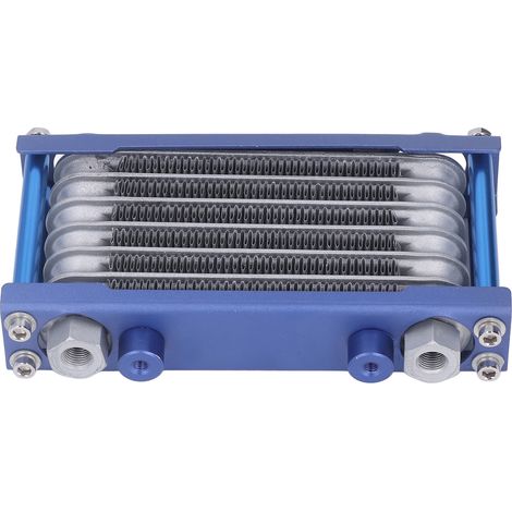 Refroidisseur d'huile moteur, radiateur de refroidissement d'huile de transmission en aluminium pour motos et quads 50 à 250 cm3 (bleu). (1/5)
