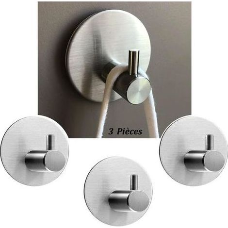 0 - Crochet Adhesif,Accroche Serviette torchon sdb WC Murale Adhésive,Porte Torchon Cuisine Mural Auto Adhésif,Support Attache Sans Percer (Gris) (1/5)