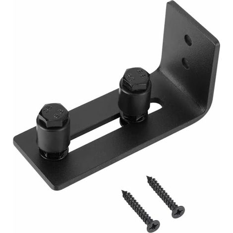 Guía de suelo para puerta de granero, guía de rodillo inferior ajustable de acero al carbono para puerta corrediza de madera, pared/puerta enrollable, color negro (1/5)