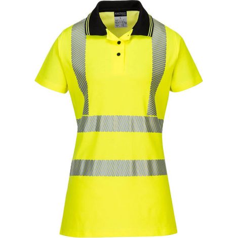 Polo de trabajo Pro para mujer de tejido transpirable flúor LW72 S Amarillo / Negro