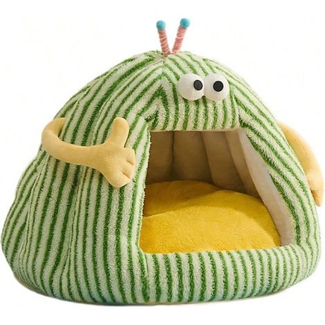 Nid de Chat en Forme de Courge, 4032cm (max 1.5kg), Nid Fermé Peluche Chauffant, Confortable pour Chat/Petit Chien, Intérieur (1/5)