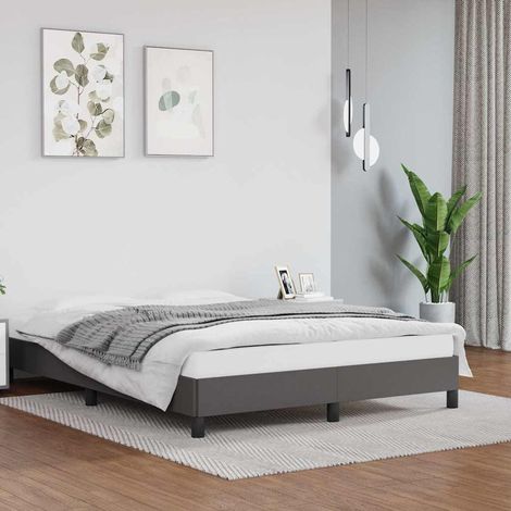 Estructura de cama sin colchón cuero sintético gris 140x200 cm (1/5)