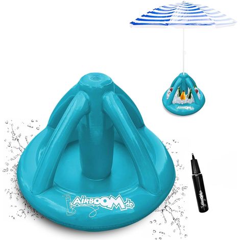 Support de parasol gonflable pour parasol de plage avec pompe, refroidisseur de boissons, support de parasol, plage, camping, protection solaire (bleu) (1/5)