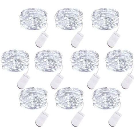 Set di 10 luci a stringa LED a batteria, filo di rame da 1 m, 10 lampadine LED per camera da letto, casa, feste, matrimoni, festival, decorazioni per concerti