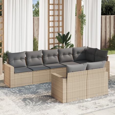 Salon de jardin avec coussins 8 pcs beige résine tressée vidaXL (1/4)