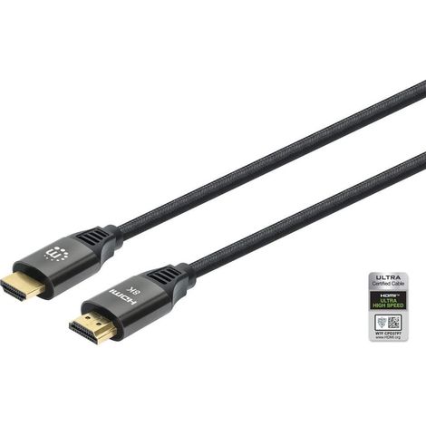 Manhattan Cable HDMI Certificado de Ultra Alta Velocidad, 8K a 60 Hz o 4K a 120 Hz, con Ethernet
