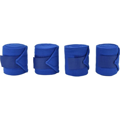 4 dicke, blaue Pferdebeinschoner aus Fleece mit gepolsterten Bändern, Klettverschluss und verstellbaren Beinschützern (1/5)