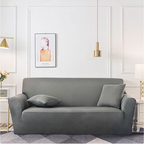 Housse de Canapé 3 Places avec Accoudoir Extensible - Revêtement de Canapé Pour salon chambre - GRIS,195-230cm (1/4)